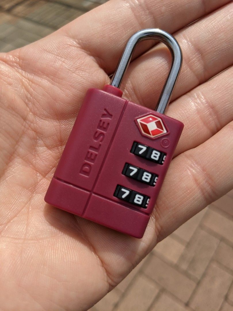 Three digit combination red delsey suitcase briefcase baggage lock