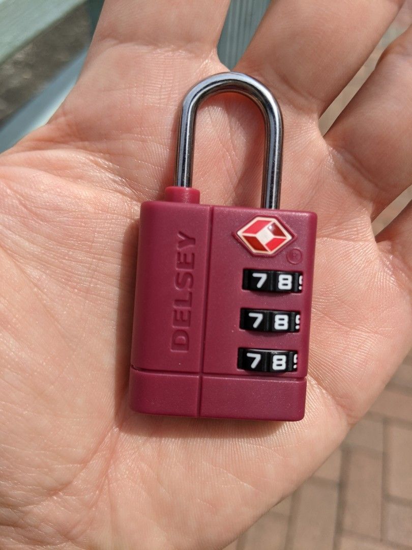 Three digit combination red delsey suitcase briefcase baggage lock