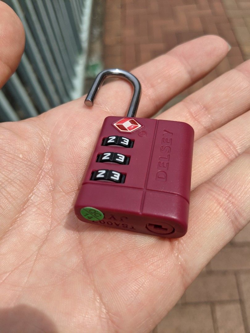 Three digit combination red delsey suitcase briefcase baggage lock