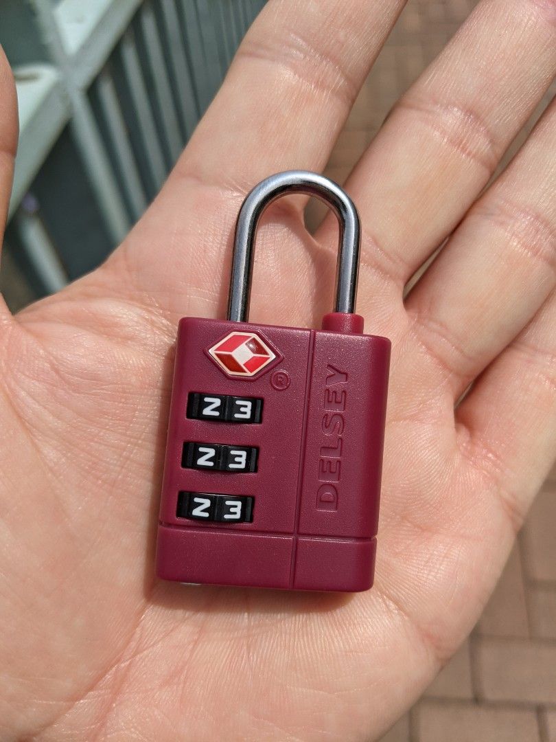 Three digit combination red delsey suitcase briefcase baggage lock