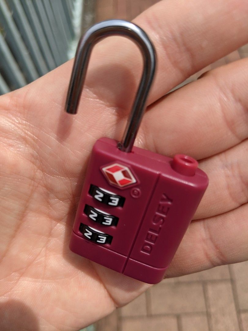 Three digit combination red delsey suitcase briefcase baggage lock
