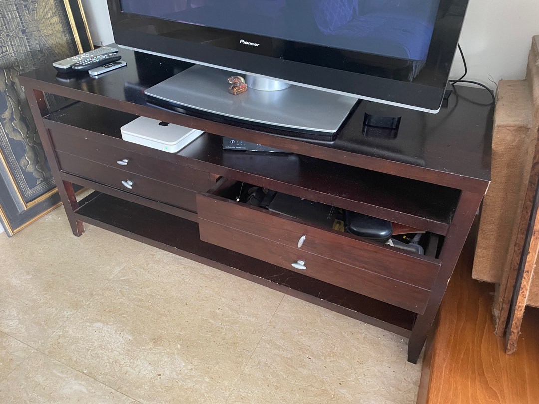 TV solid wood with 2 drawers, Furniture & Home Living