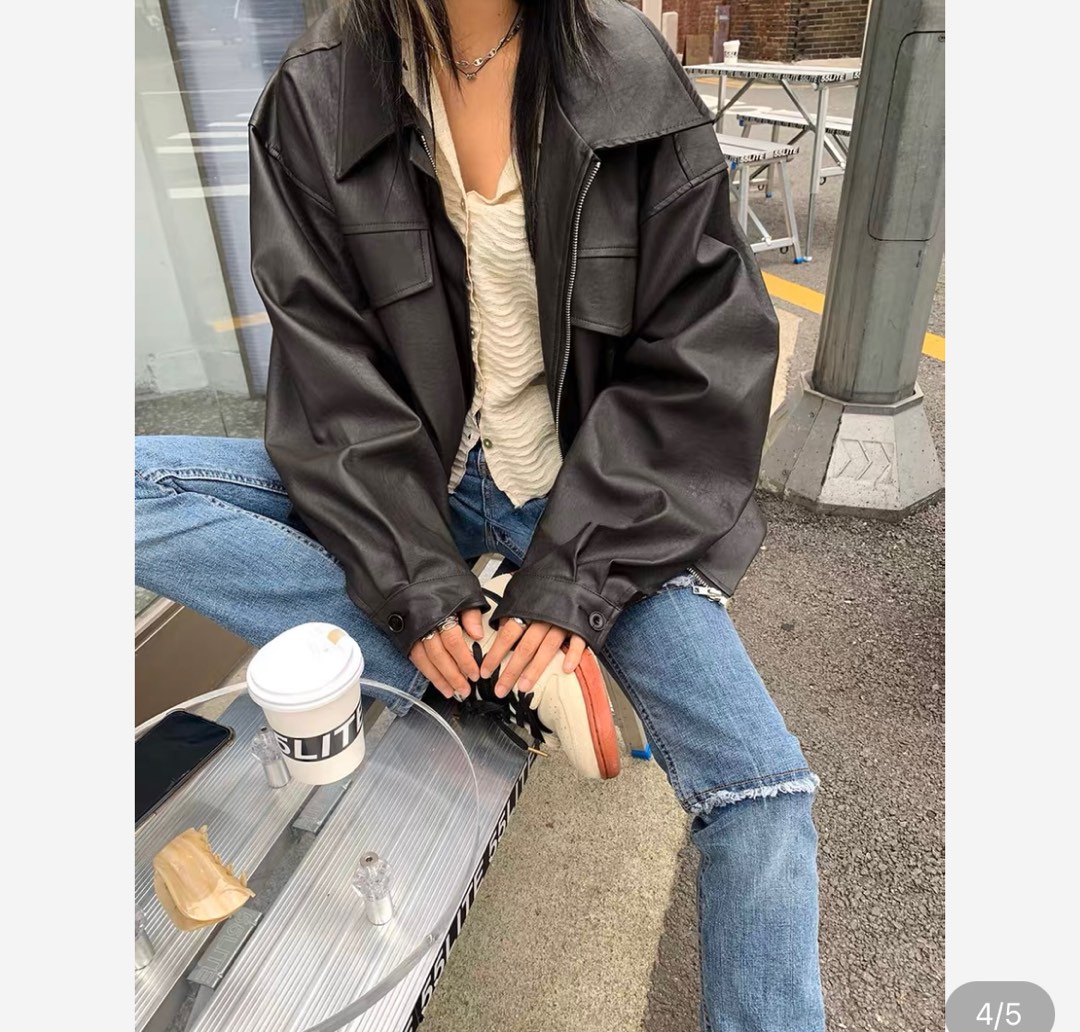 unique sei brown oversized leather jacket y2k streetwear unique sei brown oversized leather jacket y2k streetwear