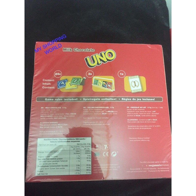 Uno Milk Chocolate Board Game, Makanan & Minuman, Kuekue di Carousell
