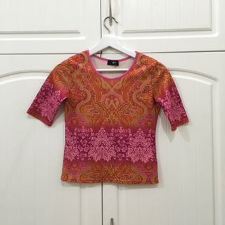 Vintage Floral Patterned Glitter Top