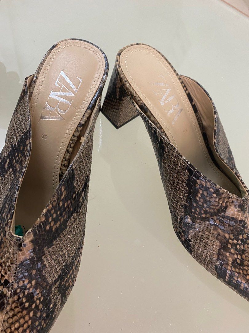 Faux snakeskin mules sale