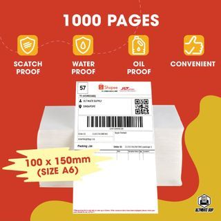 1000PCS Z Fold Thermal Paper for Thermal Printer/Label Printer | A6 Size 100x150mm Airwaybill for Shopee, Lazada, Qoo10, Ninjavan eCommerce Logistics