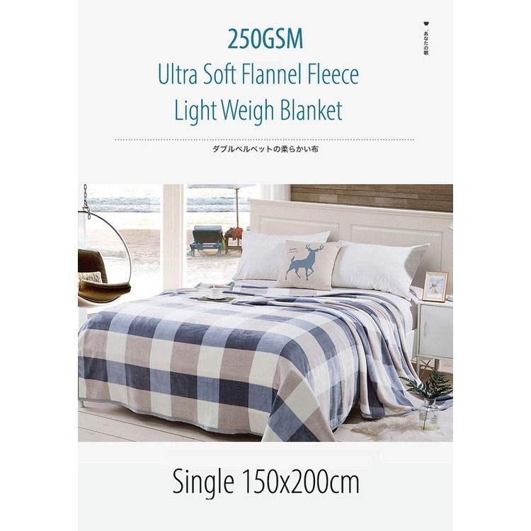 250GSM Printed Fleece Throw Blanket for Bed or Sofa Soft Plush Blanket Super Cozy NT0583