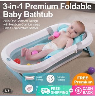 3-in-1 Baby Premium Foldable Bath Tub with Cushion