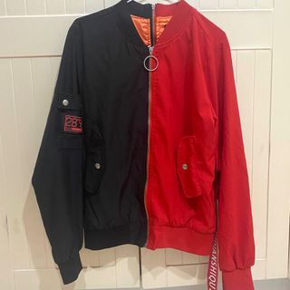 紅白拼接飛行外套