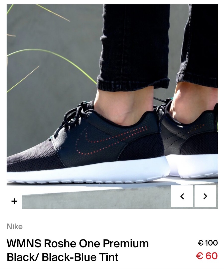 Adidas roshe premium black/black-blue tint authentic, Women's Fashion, Footwear, Sneakers on