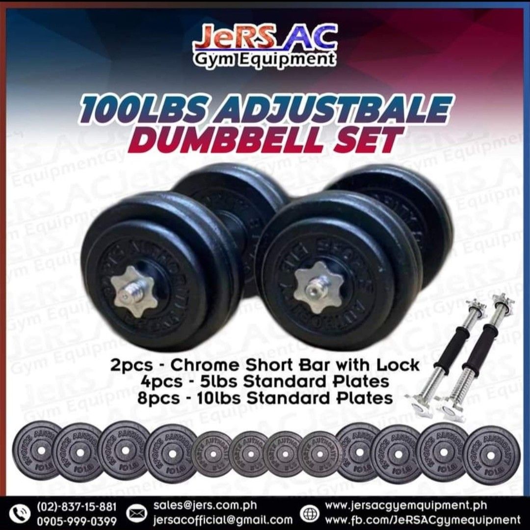 Adjustable Dumbbell Set Standard Plates 100lbs Adjustable Dumbbell Set