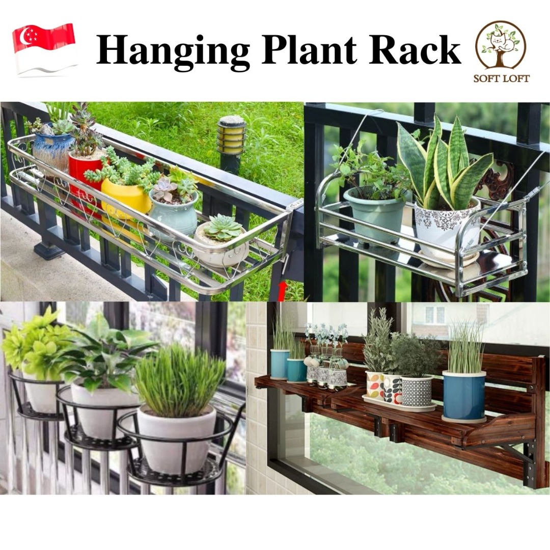 Adjustable Stainless Steel Rack Balcony Railing Flower Rack Hanging ...