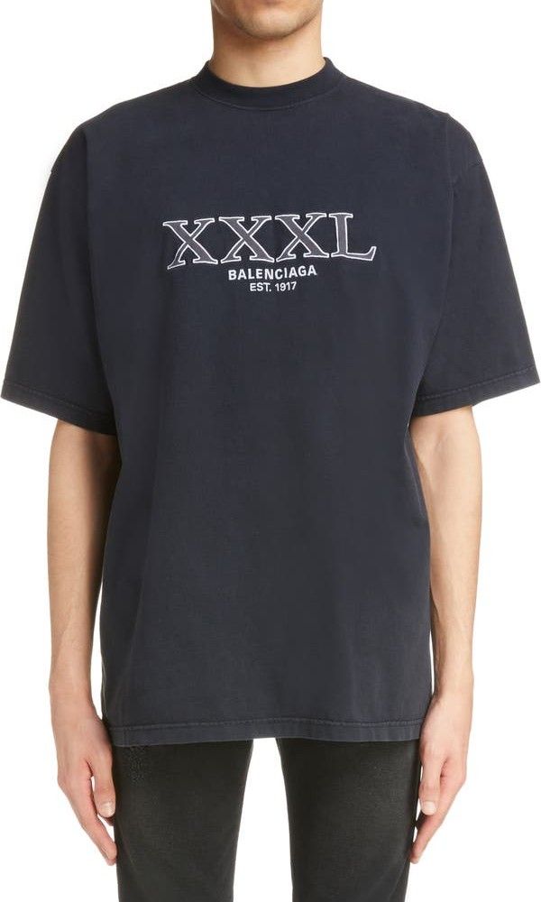 Balenciaga Large Fit Embroidered XXXL Logo T-Shirt, Men's Fashion ...