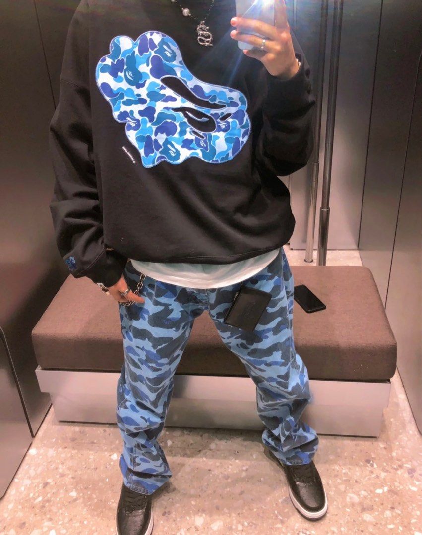 Bape blue discount camo pants