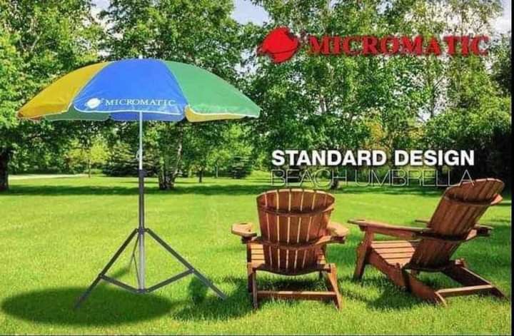 Beaxh umbrella micromatic (Category: Umbrellas) located in Manila. Submitted by minidivisoria (Listing ID 1224669335, Image 1). Description: Restock !!! MICROMATIC ROUND UMBRELLA With 1yr. Warranty Size: 36 ---430 Size: 40 --- 470 Size: 45 --- 830 ordinary tent na po ang size 45 mas makapal at malapad na. ADJUSTABLE GOOD QUALITY 💢BEACH UMBRELLA MICROMATIC 100% original Classic Style, Durable and Stylish Perfect for outdoor use Light Weight, Easy