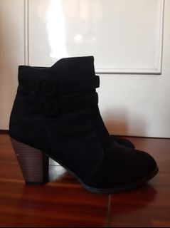 Black Ankle Boots With Chunky Block Heels