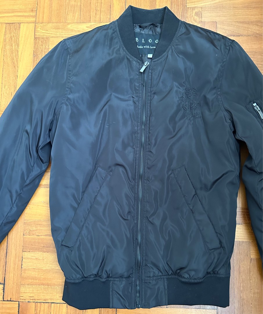 Black Bomber Jacket Unisex, Men's Fashion, Coats, Jackets and