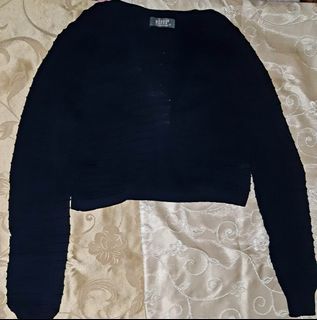 Black Crop Top Cardigan Long Sleeves