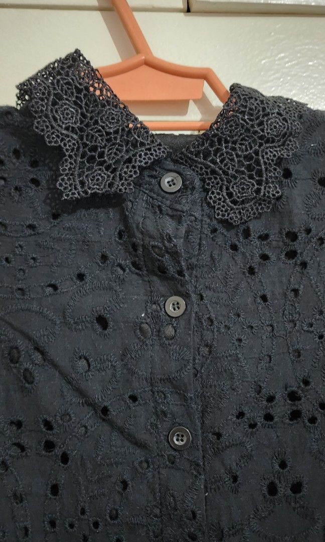 Black Eyelet Dress, Women's Fashion, Dresses & Sets, Dresses on Carousell