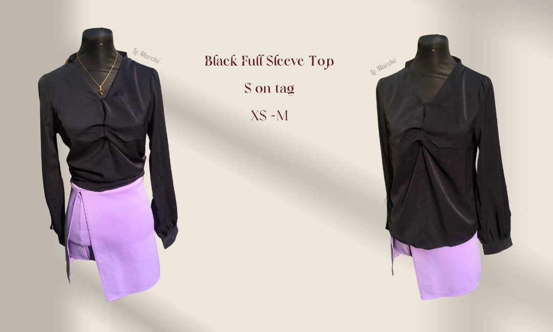 Black Full Sleeve Top, Women's Fashion, Tops, Longsleeves on Carousell