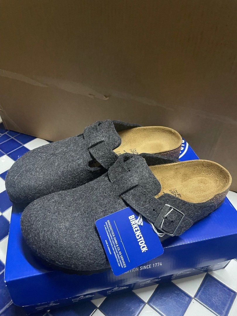 birkenstock boston anthracite wool