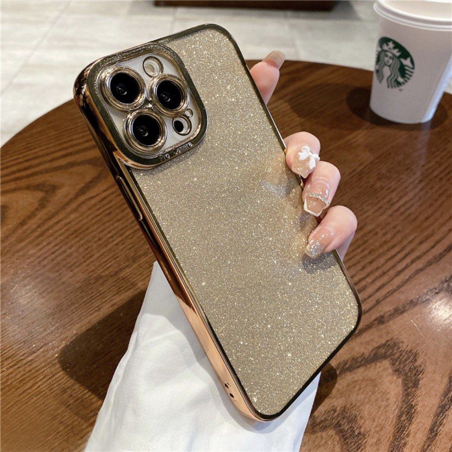 Casing gold Glitter iphone 13 Pro, Telepon Seluler & Tablet, Aksesoris