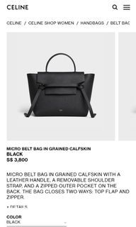 Auth CELINE Belt Bag Micro 189153ZVA.38NO Black Grained Calfskin