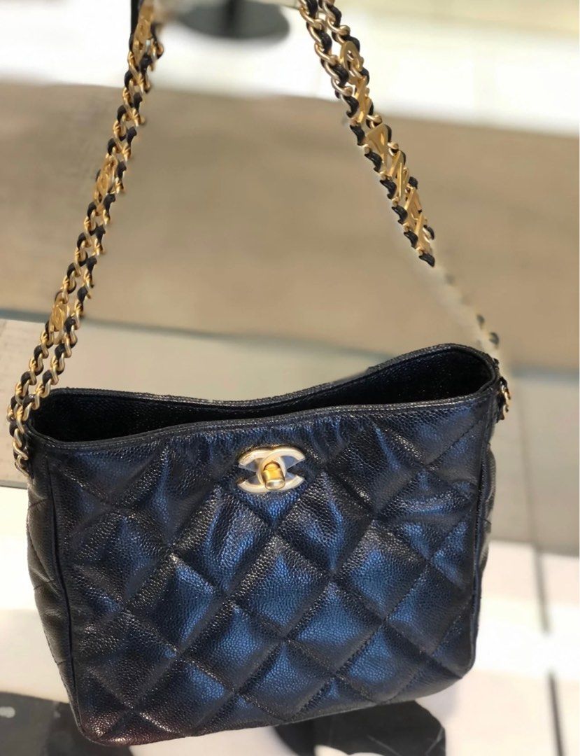 CHANEL 25S HOBO BAG 22 IN LIGHT BEIGE CAVIAR LEATHER WITH GOLD HARDWARE