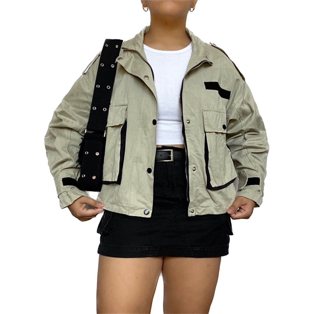 cropped cargo denim jacket, Women's Fashion, Coats, Jackets and ...