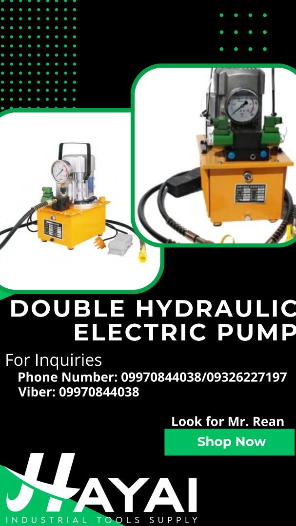 Double Electric Hydraulic Pump (Category: Industrial Equipment) located in Manila. Submitted by 09970844038rean.hayai (Listing ID 1224581761, Image 1). Description: Double Electric Hydraulic Pump GYB-700AII High Pressure 70MPa Motor 750W Hertz 60Hz Rotating Speed 1400r/min Voltage 220v Current 3.5A Oil Capacity 8L Price: 48,000.00 For Inquiries Globe:📞☎@0997-084-4038 Smart:📞☎@0932-627-7197 Viber:📞☎@0997-084-4038 Whatsapp:📞☎@0997-084-4038 Wech