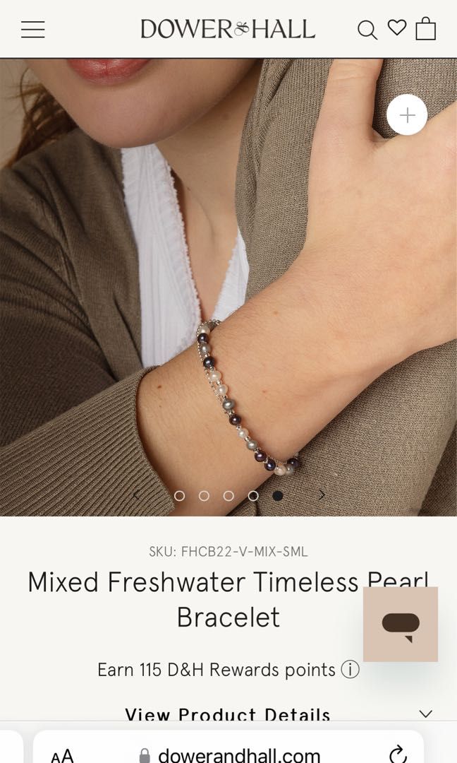 Dower Hall silver pearl bracelet