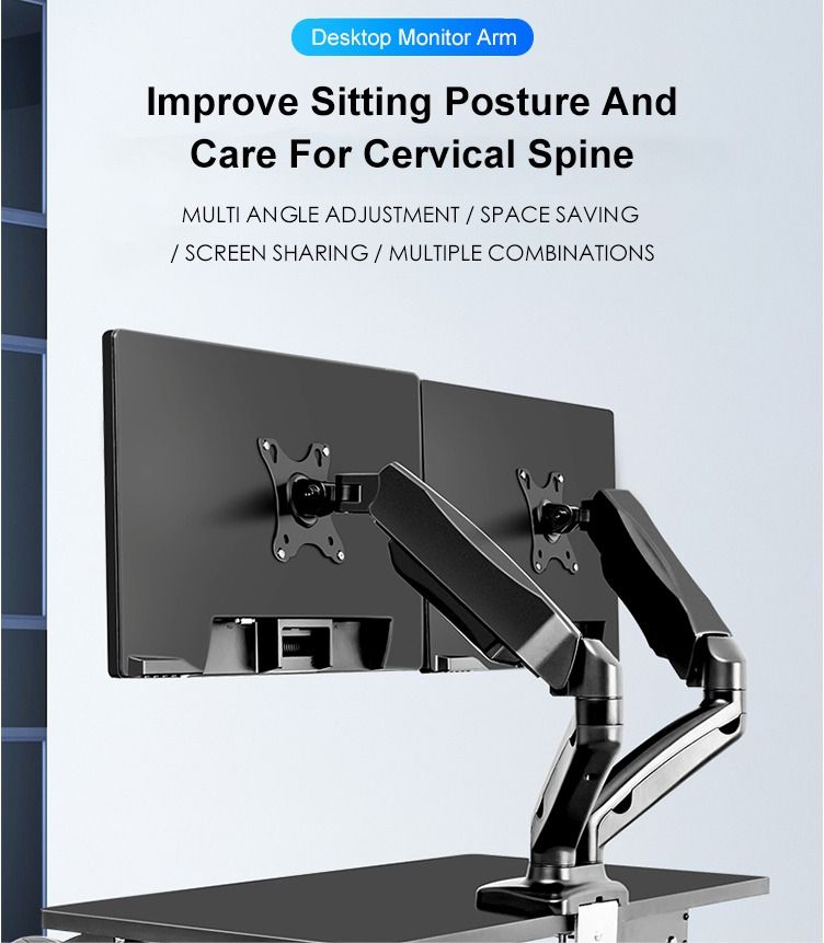 Dual Gas Monitor Mount, Arm Dual Monitor Gas Arm Desk Mounts, Stand