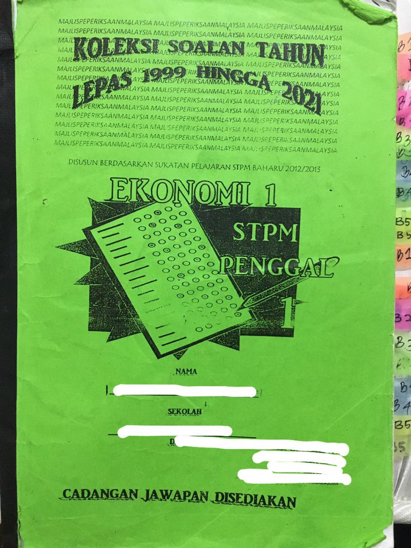 Kertas soalan Ekonomi STPM sem 1 Past year question + skema + modul
