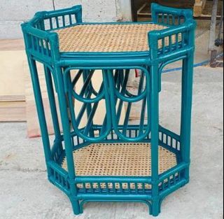 FREE DELIVERY Export Quality Rattan Bar Cart with Wine Bottle Rack Solihiya Bar Cart