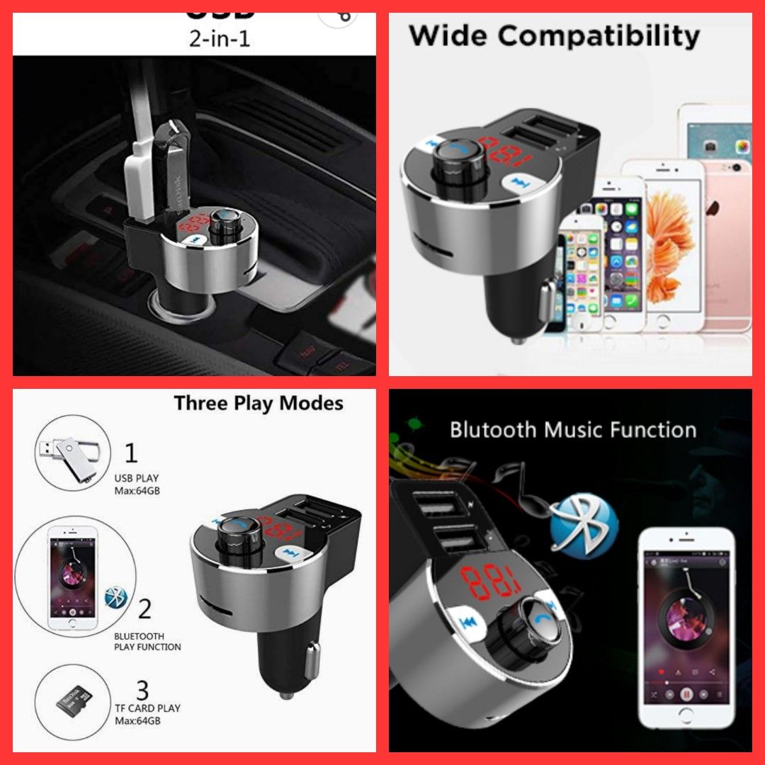 (Upgraded Version) Bluetooth FM Transmitter, Sumind Wireless Radio Adapter  Hands-Free Car Kit with 1.7 Inch Display, QC3.0 and Smart 2.4A Dual USB