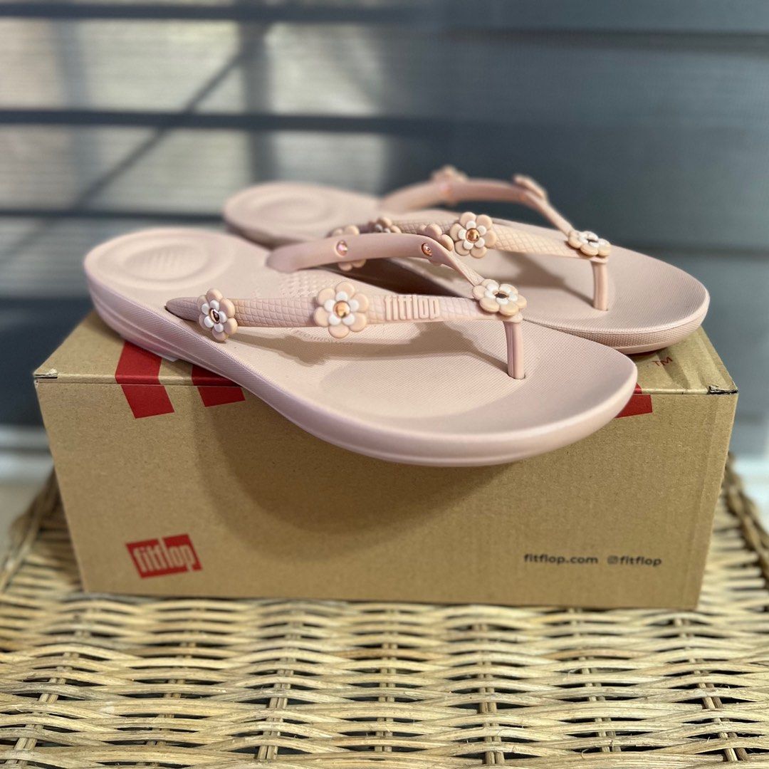 Fitflop iQushion Ergonomic Flower Stud Beige Women s Fashion