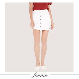 Forme White Button Down Skirt