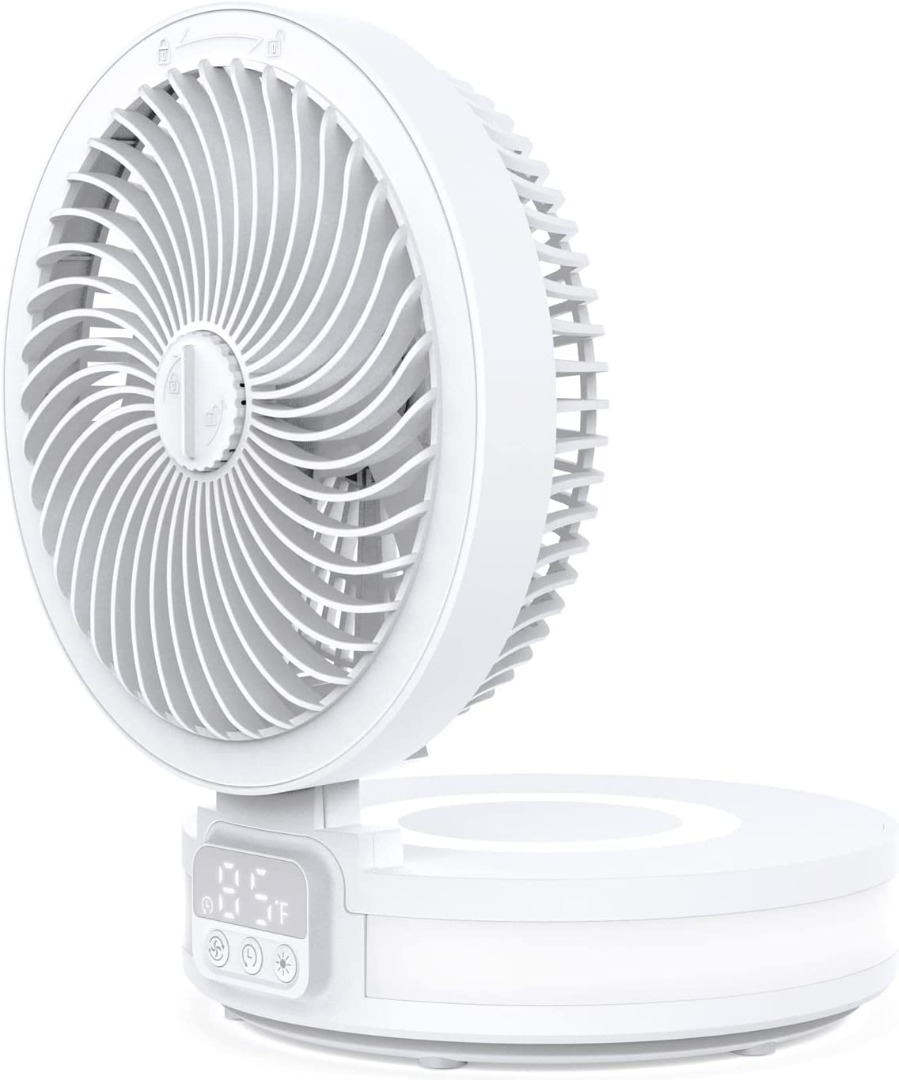 GDBT Table desk Fan Folding Rechargeable Timing cycle Fan with LED light Bedside Lamp with 5