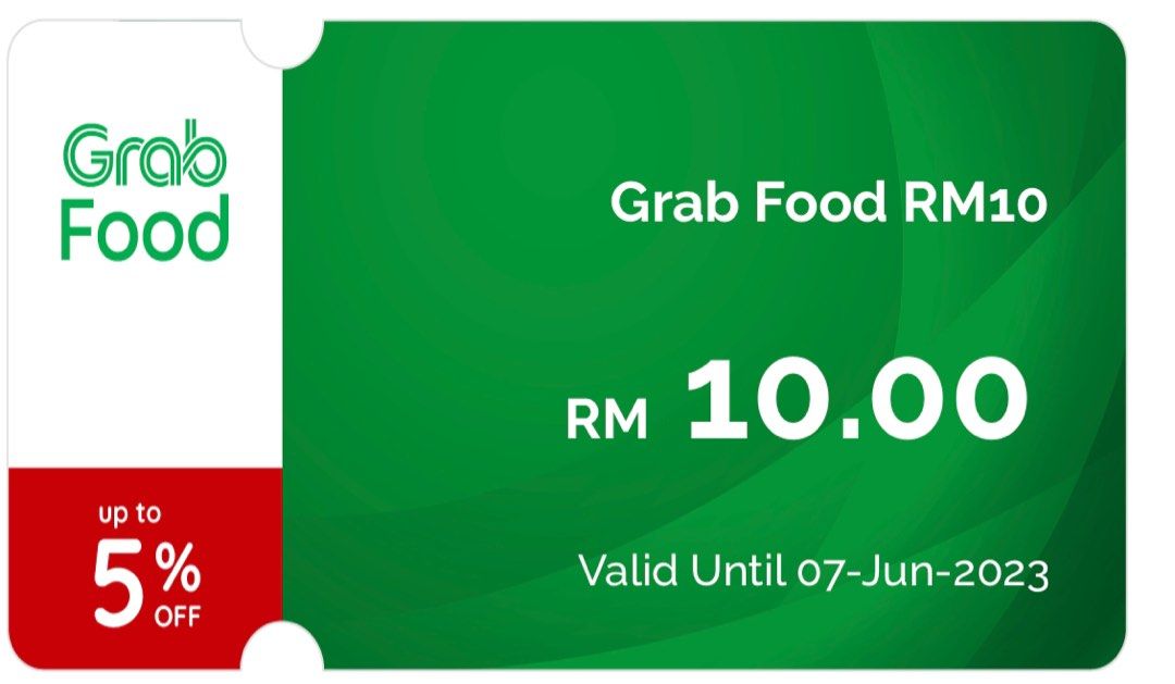 Grab Food Rm10 voucher, Tickets & Vouchers, Vouchers on Carousell