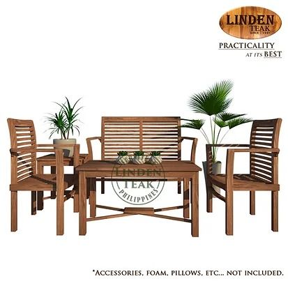 Handcrafted Solid Teak Wood ECO Stacking Sofa Set Furniture (Category: Sofas) located in Quezon City. Submitted by lindenteakfurnitureonlinesales (Listing ID 1224615626, Image 2). Description: ITEM: Handcrafted Solid Teak Wood ECO Stacking Sofa Set Furniture SERIES: Ecowood Teak (Outdoor Series) MAIN MATERIAL: Teak Wood (Tectona Grandis) FINISHING: Au Naturel (no Finishing) APPROXIMATE DIMENSIONS: (size may slightly vary due to its handcrafted na