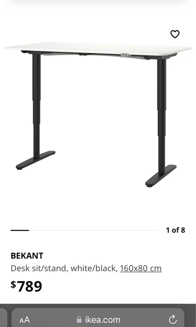 IKEA Height adjustable desk, like new, Furniture & Home Living