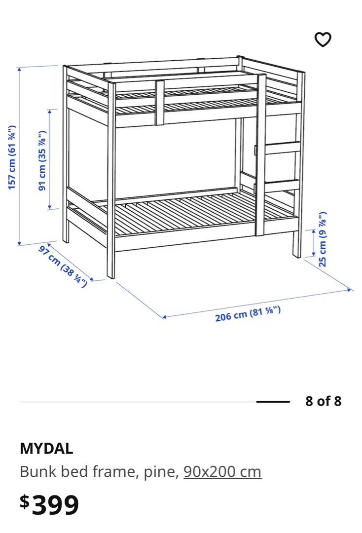 Ikea Bunk Bed Frame, Furniture & Home Living, Furniture, Bed Frames