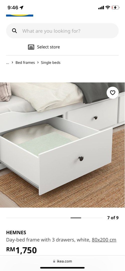IKEA Hemnes Bed with 3 Drawers, Furniture & Home Living, Furniture, Bed