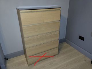 IKEA MALM 6-drawer chest, white stained oak veneer
