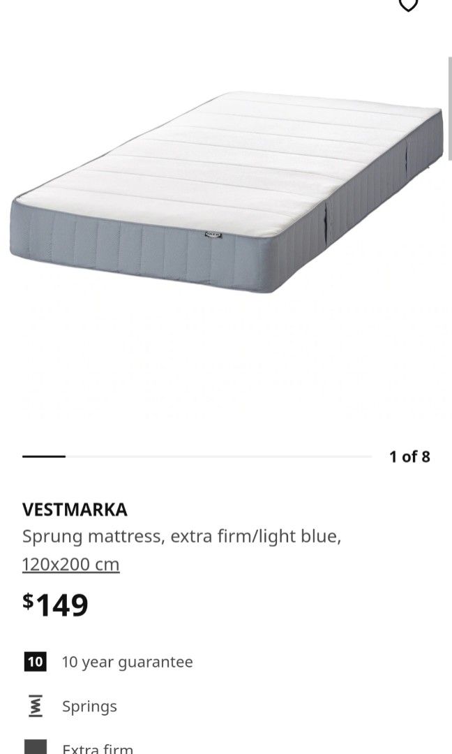 IKEA Mattress 1.2m 120cm, Furniture & Home Living, Furniture, Bed