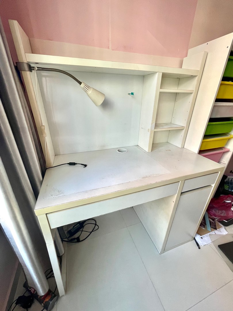 Ikea study table with the top rack, Furniture & Home Living, Furniture