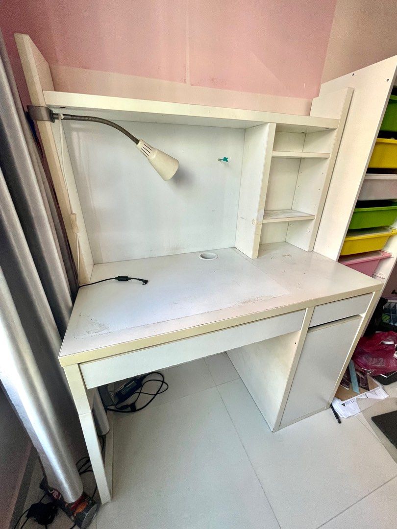 Ikea study table with the top rack, Furniture & Home Living, Furniture