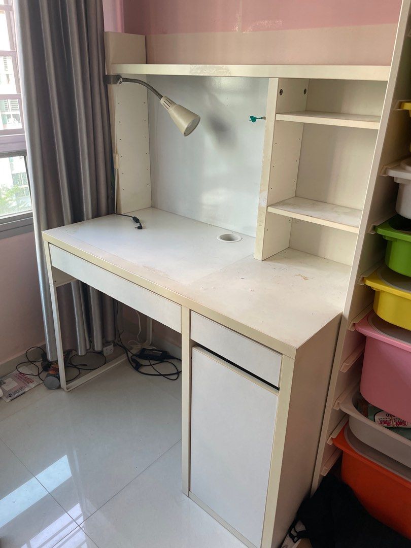 Ikea study table with the top rack, Furniture & Home Living, Furniture