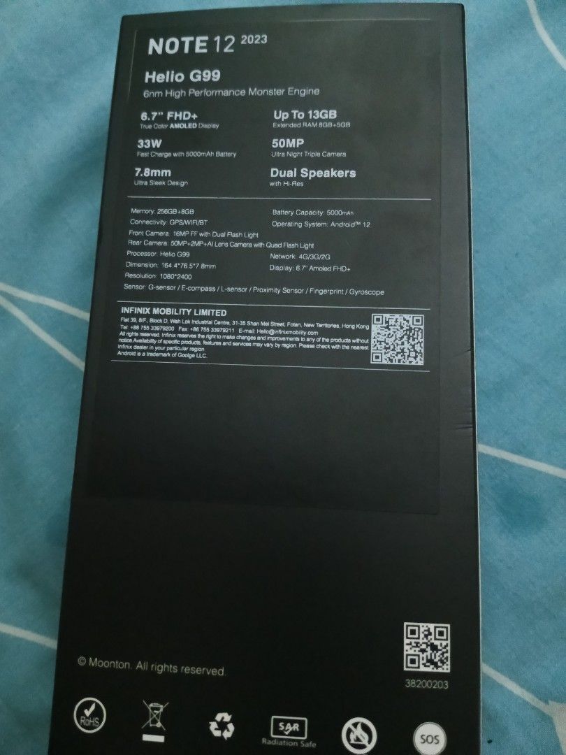 Infinix note 12,2023.13gb ram 256gb rom new set, Mobile Phones ...